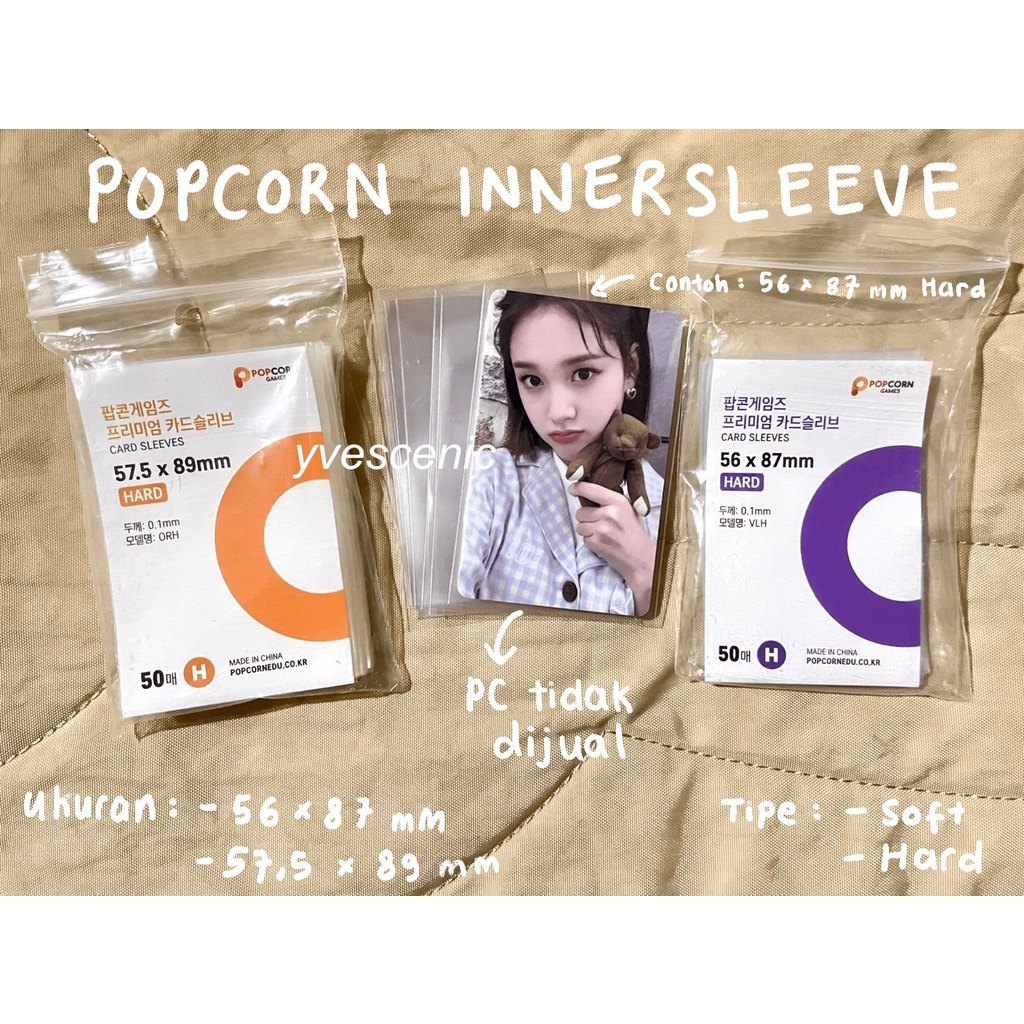 [5 pcs] Popcorn Inner Sleeve Photocard 56 x 87 mm | 57.5 x 89 mm | Tipe Hard Soft | 50 - 100 micron 