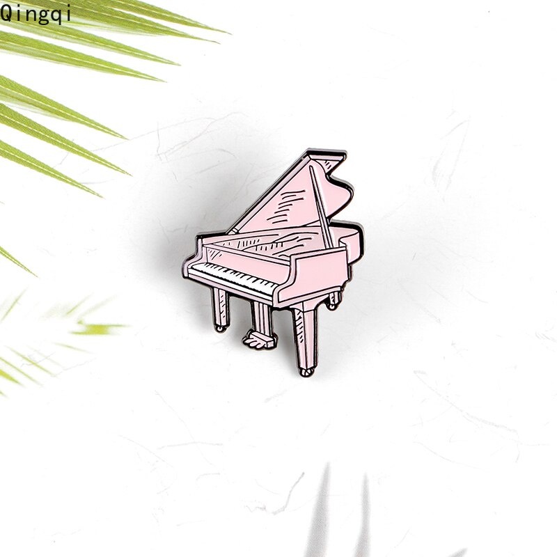 Bros Pin Enamel Bentuk Piano Warna Pink Untuk Aksesoris Pakaian Anak