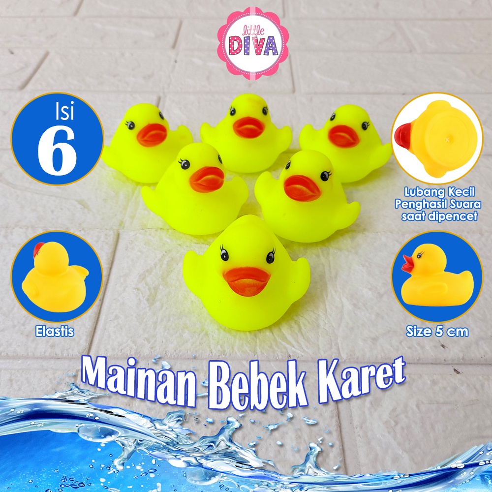 Isi 4 / 6 atau ECER MAINAN BEBEK KARET - Mainan Bebek Karet Squeaky Teman Mandi Bayi &amp; Anak