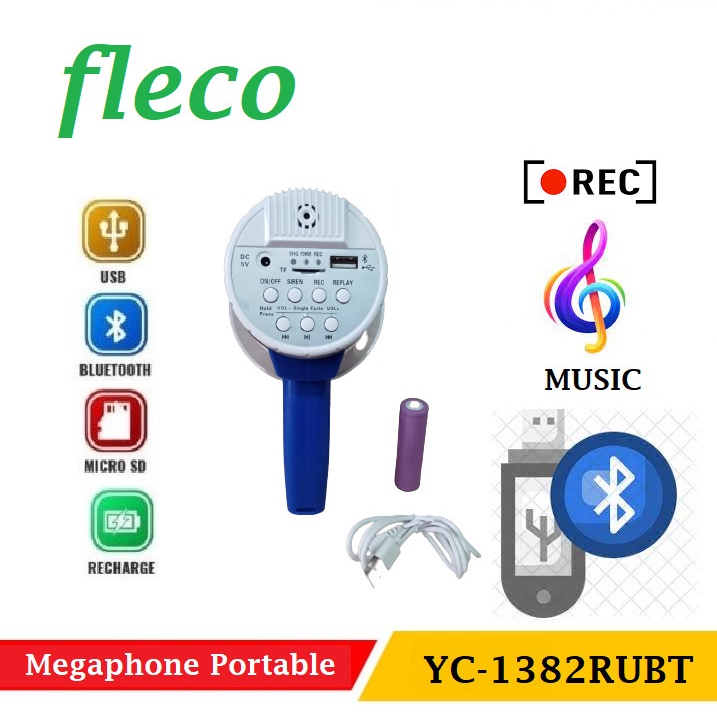 Megaphone Fleco YC-1382RUBT TOA Pengeras Suara Recording Bluetooth-suara mantap