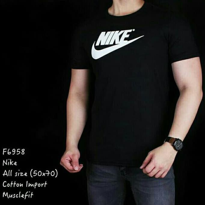 Super Sale F 6958 Kaos Pria Nike Hitam Logo Nike Centang Putih Murah Banget