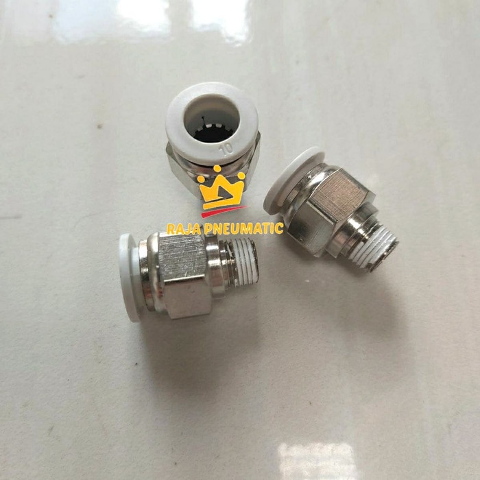FITTING NEPEL ANGIN LURUS PUTIH SELANG 6MM DRAT 1/8