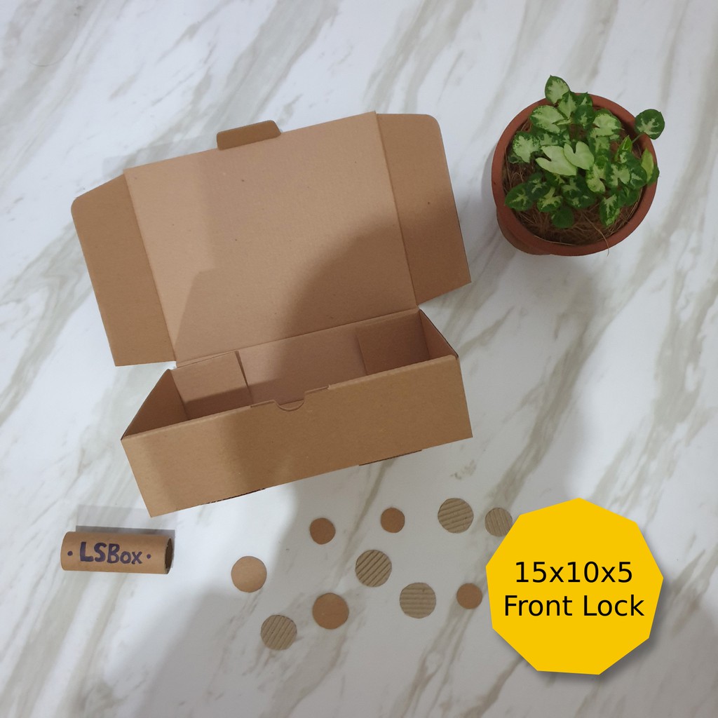 

Kotak Kardus Murah 15x10x5 Front Lock - Packing Hampers Olshop Kotak Box Kue Cake Mailer Die Cut