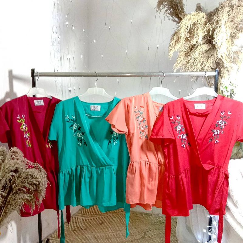 ATASAN MERAH MAROON MARUN IMLEK CNY CHINESSE NEW YEAR WANITA JUMBO BIG SIZE KIMONO LENGAN BUSUI MENY