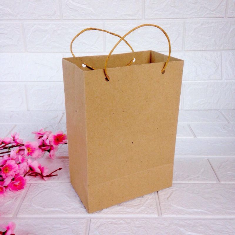 paper bag polos kecil | ukuran 14x7x20 | tas kertas | paper bag custom | paper bag botol kecil