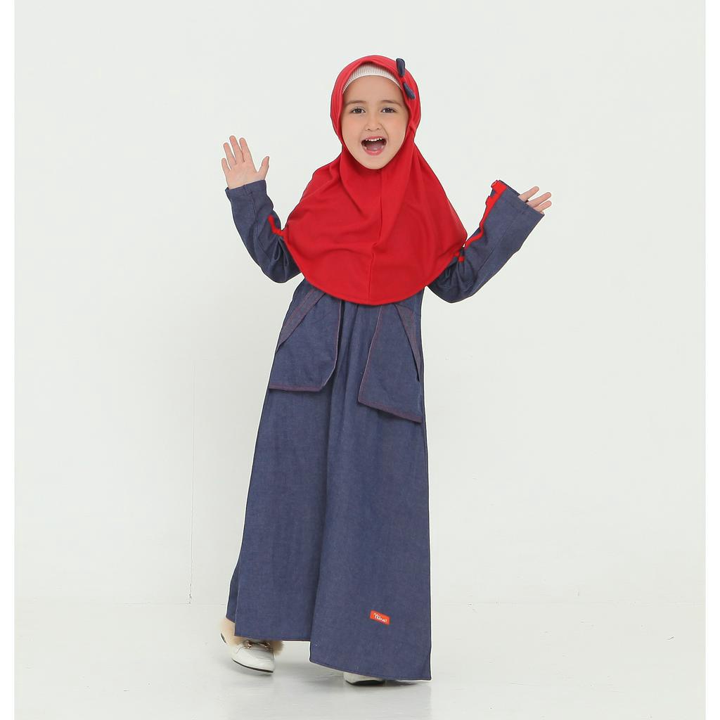 BIG SALE  BAJU GAMIS HIJAB ANAK PEREMPUAN NIBRAS ORI NSAP 65 NAVY / GAMIS ANAK NIBRAS PROMO NSAP 65 
