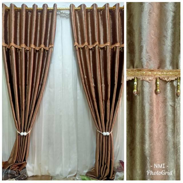 Gorden blackout polos coklat lengket poni / gorden jadi ...