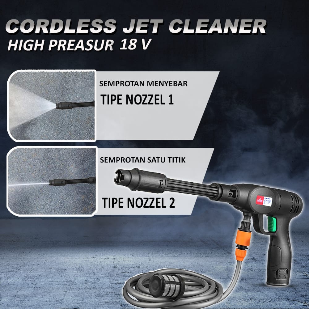 KHUSUS HARI INI  MESIN STEAM 2 BATERAI CORDLESS 12V  Cordless high pressure washer spray gun car wash pressure water nozzle cleaner YUKIDO/MESIN PENCUCI MOTOR MOBIL