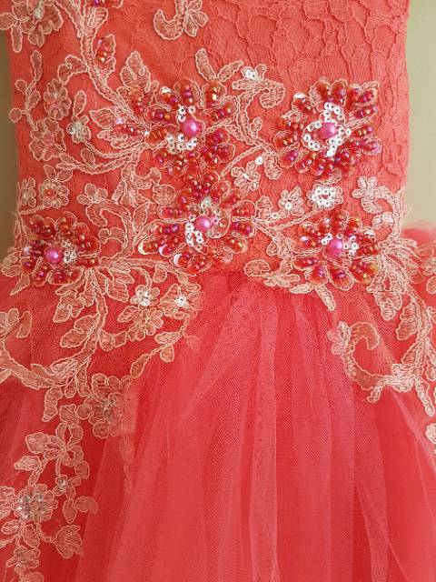 KESHIA DRESS WATERMELON / GAUN PESTA ANAK / FLOWER GIRL / TUTU ANAK PEREMPUAN