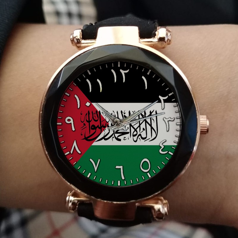 Jam Tangan Custom Wanita Bendera Palestina Tauhid