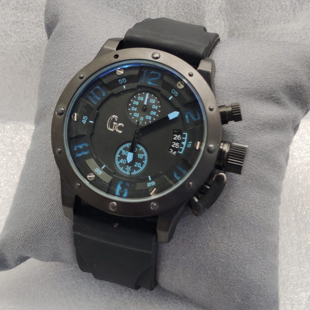 BEST SELLER JAM TANGAN PRIA GC P180 TALI RUBBER CHRONO AKTIF TANGGAL AKTIF DM 4.5CM FREE BOX BATERAI CADANGAN || JAM TANGAN FASHION PRIA JAM TANGAN COWOK MURAH GC