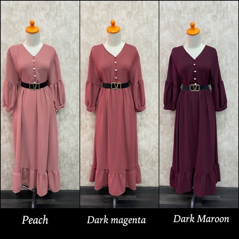 DELIA GAMIS CRINKLE DRESS GAMIS  KANCING MUTIARA GAMIS JUMBO FREE BELT ALL SIZE FIT XL GROSIR ECER PGMTA