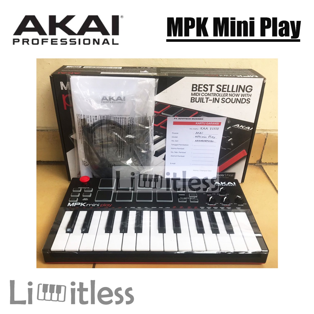 AKAI MPK Mini Play USB Keyboard MIDI Controller Garansi Original