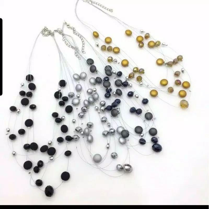 Kalung Etnik Mutiara pearl warna Abu-coklat-ungu-hitam-putih Mp-010