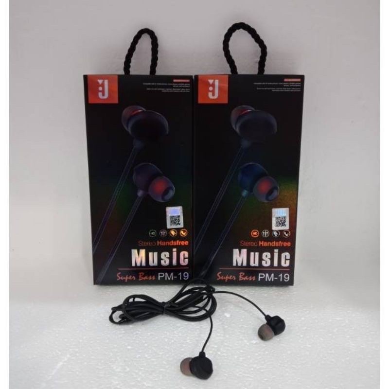 GROSIR HANDSFREE HF PM19 STEREO EARPHONE MUSIC PURE BASS