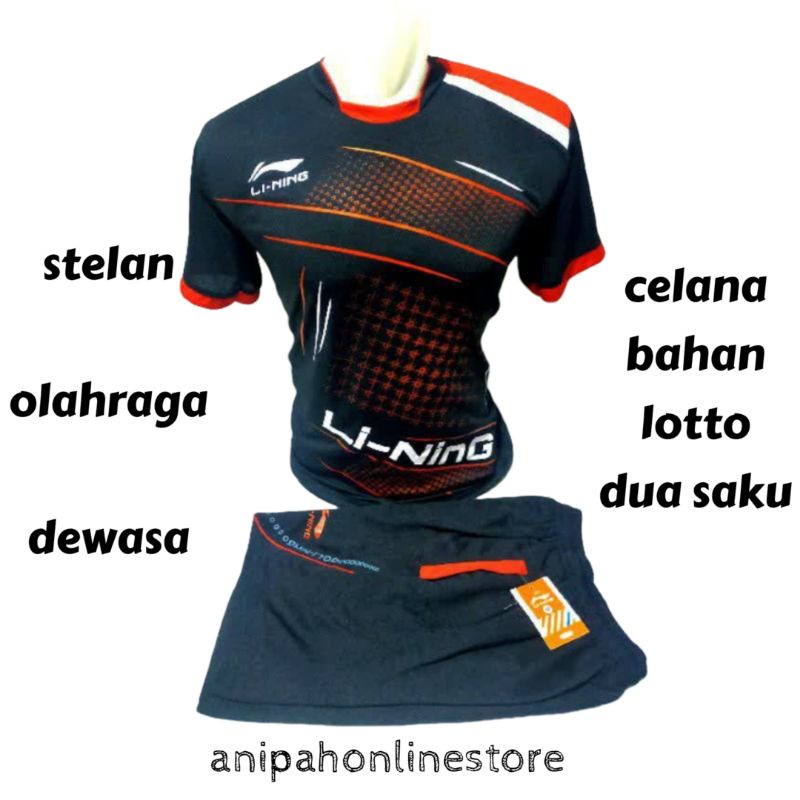 Jersey badminton/ setelan olahraga pria wanita/ celana dua saku