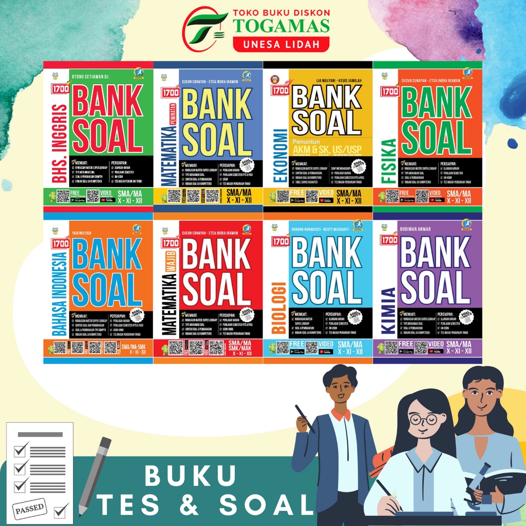 1700 PLUS BANK SOAL SOSIOLOGI / BAHASA INGGRIS / MATEMATIKA WAJIB / MATEMATIKA PEMINATAN / EKONOMI / FISIKA / BAHASA INDONESIA /1 BIOLOGI / KIMIA SMA X-XI-XII