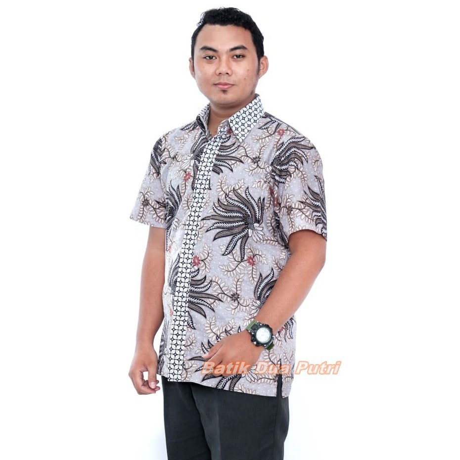 Couple Batik Seragam Kerja Terbaru Warna Grey Size S-M-L-XL-XXL-3L-4L-5L By Batik dua Putri