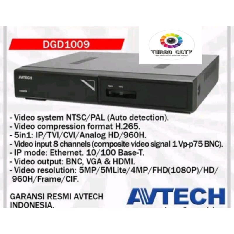 DVR Avtech DGD1009 8Ch Full 5MP Seri DGD 1009