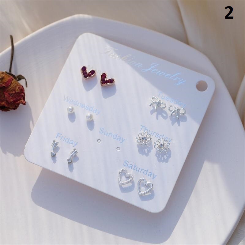 ⭐ JKTMART ⭐Anting Aksesoris Fashion Mutiara Earrings Wanita 6 Pasang Tusuk Simple COD A022-MOTIF 2