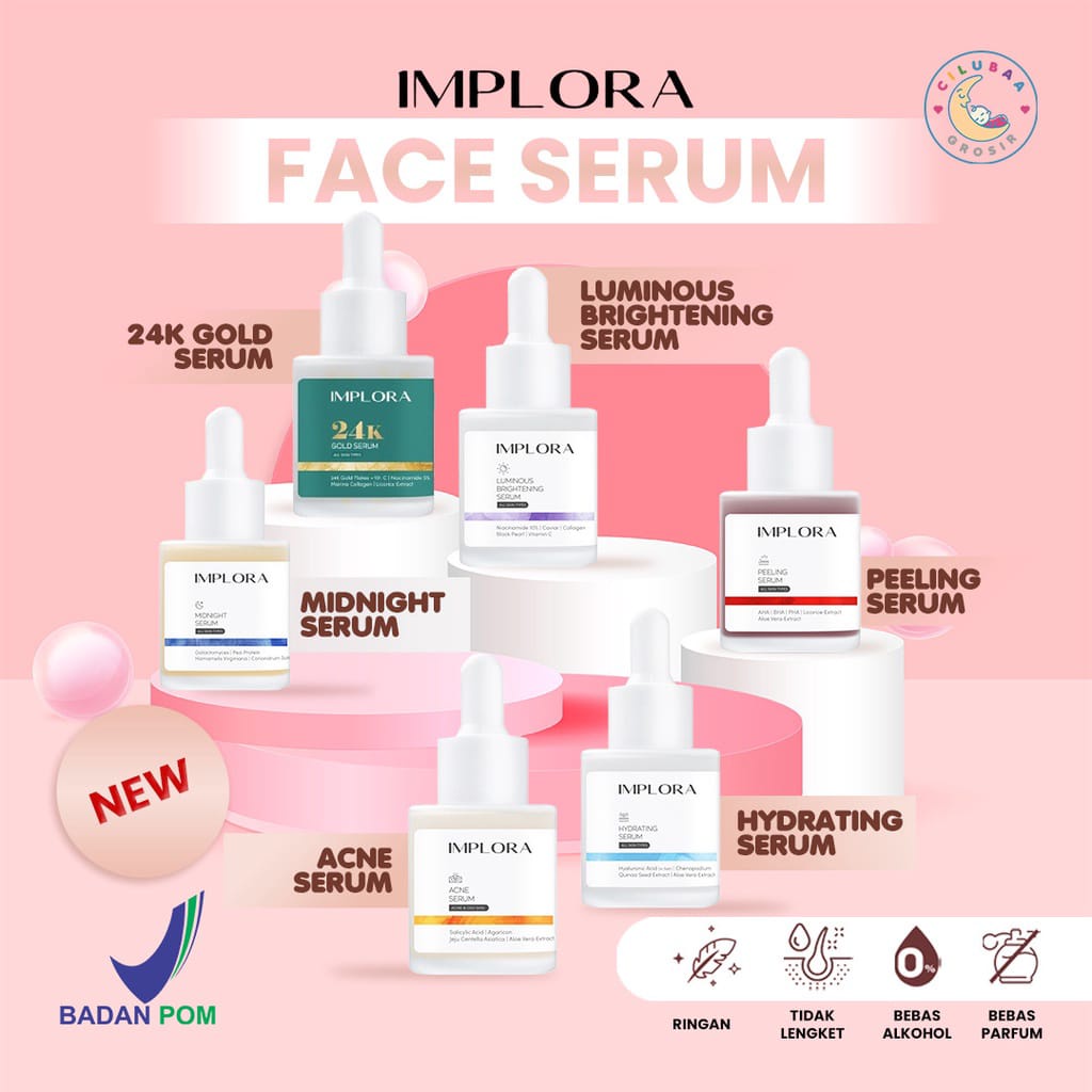 SERUM IMPLORA ACNE SERUM / BRIGTENING LUMINOUS / MIDNIGHT SERUM / PEELING SERUM / HYDRATING / BAKUCHIOL / RETINOL