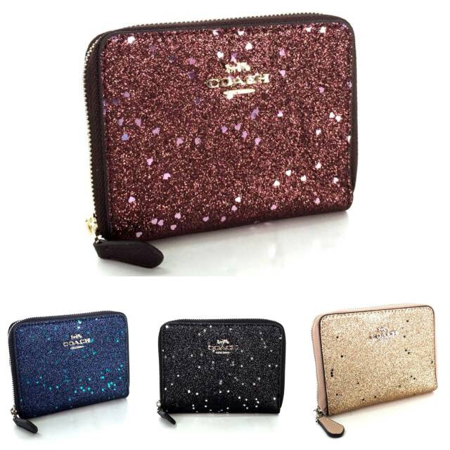 COACH Metallic small wallet in glitter fabric Dompet wallet purse Ori original