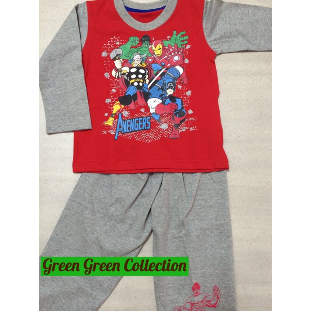 Piyama/Setelan kaos anak avengers red-gray long