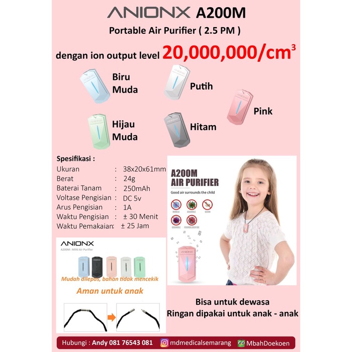 Cintramelin - Anionx A200M Air Purifier Kalung Pembersih Udara Ion Negatif Virus