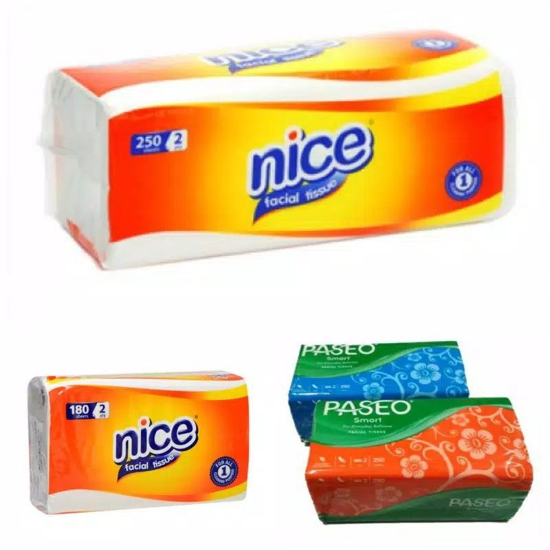 PROMO murahNICE facial tissue 250 sheet 2 play,180 sheet 2play, PASEO 250sheet 2play, paseo kecil 12