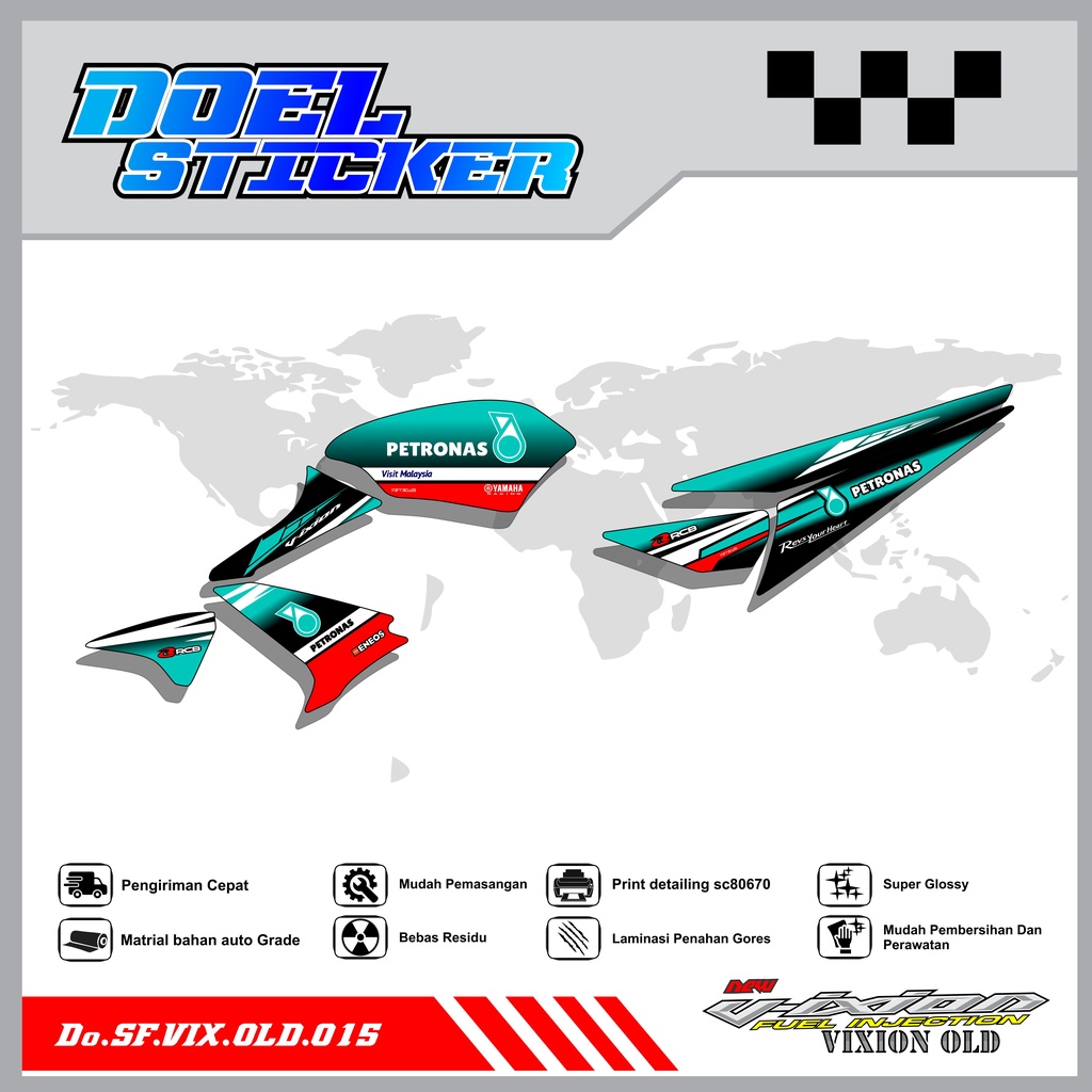 STICKER STRIPING VIXION OLD LAMA - STICKER STRIPING VIXION OLD LAMA 2008-2012 VARIASI HOLOGRAM/PELANGI , CROME DOEL 015