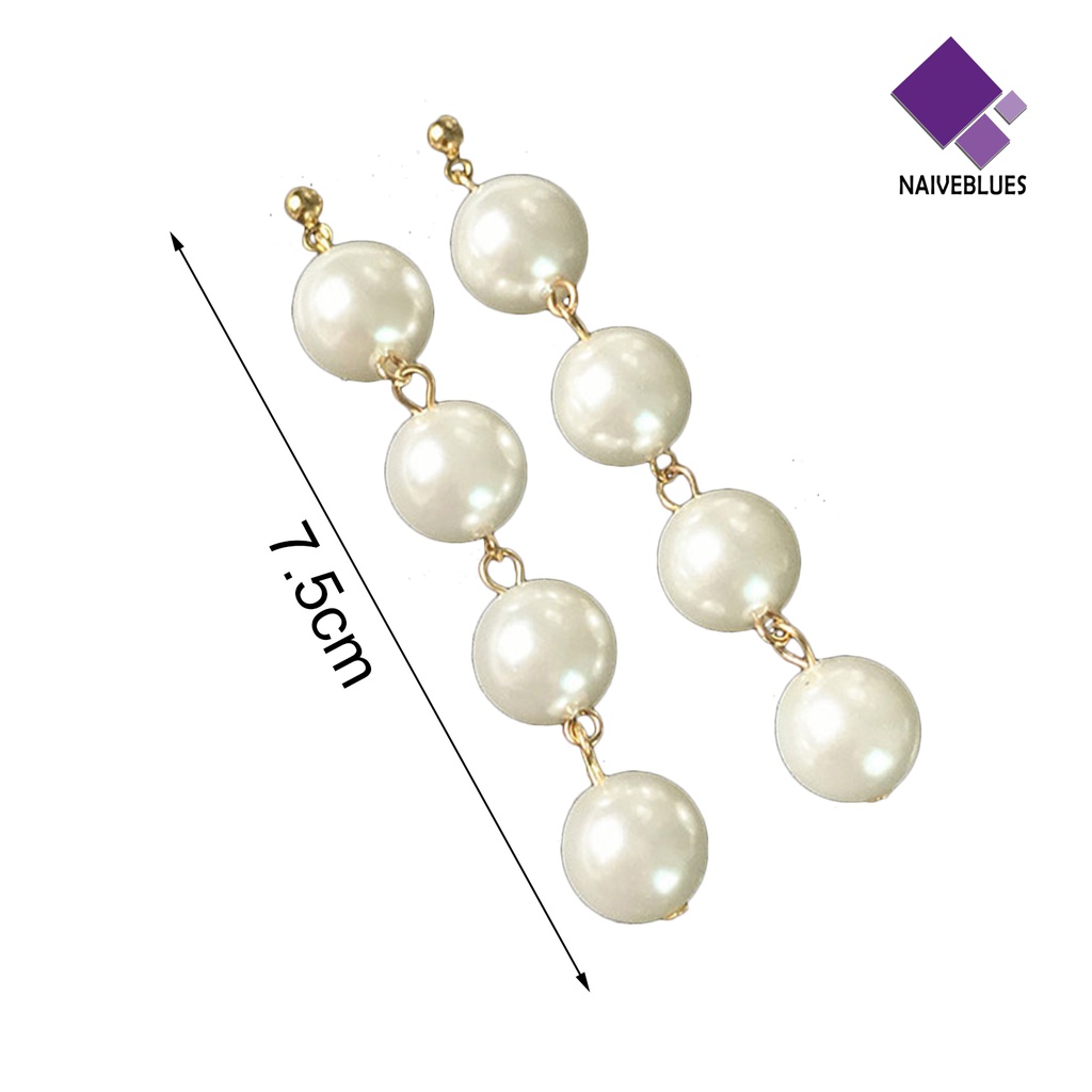 Anting Juntai Desain Mutiara Tiruan Bahan Alloy