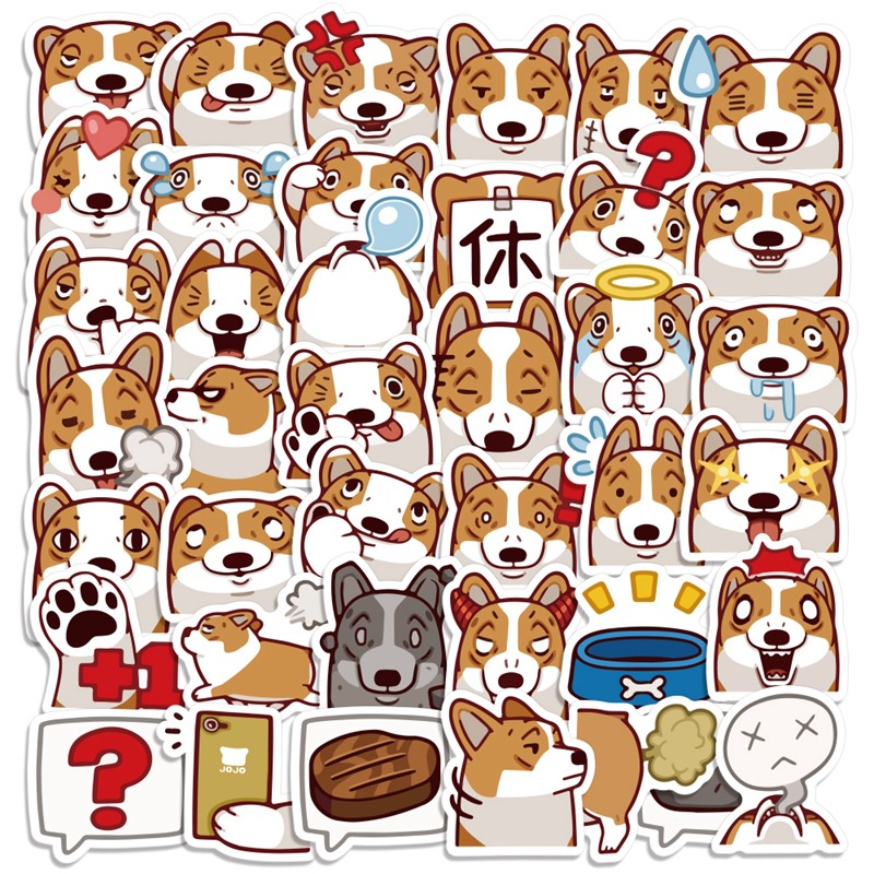 JOJO Corgi stiker kartun anjing air Piala bagasi Jurnal bahan anjing lucu phone case stiker kecil le