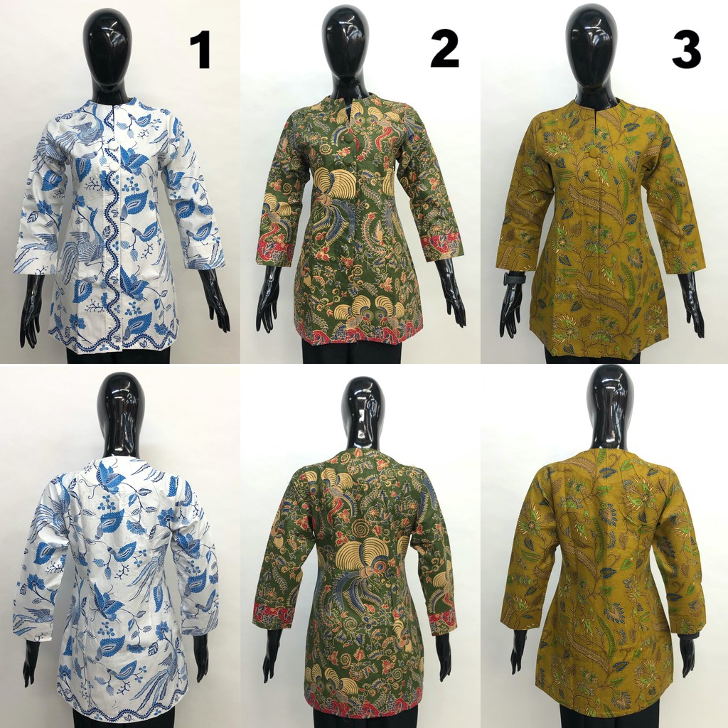 Exclusive Blouse Batik Kantor Wanita Lapis Furing Trikot Atasan Batik Usman Seragam Batik Grosir