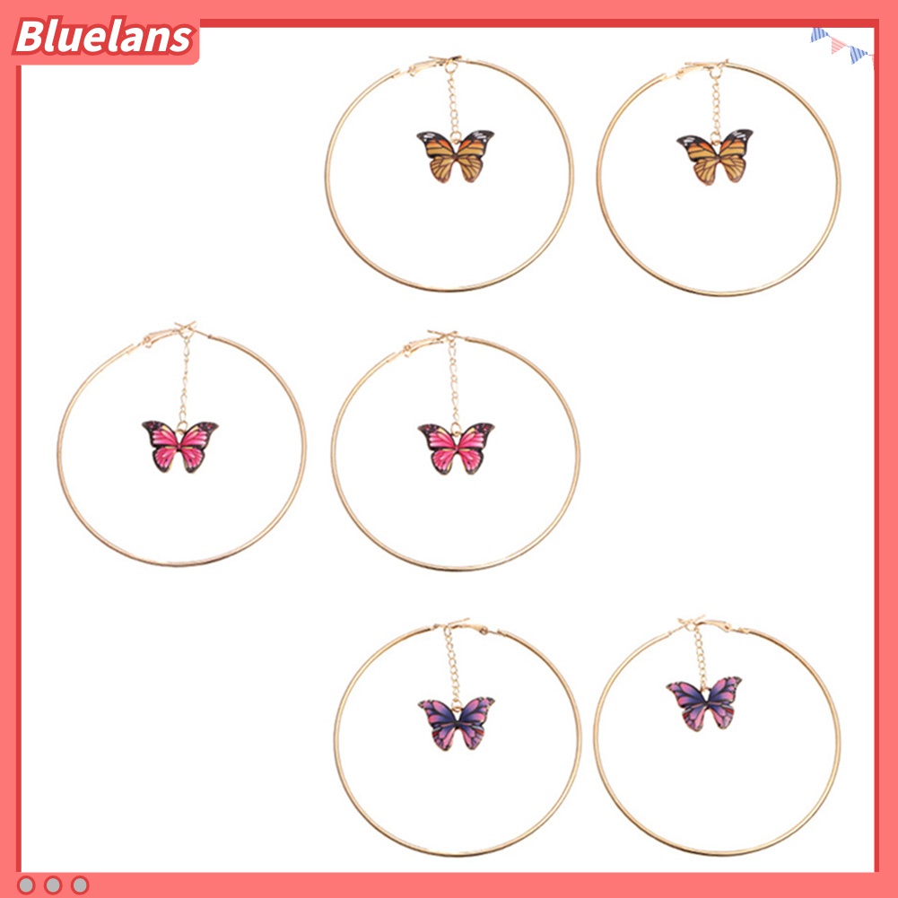 Anting Hoop Rantai Gantung Model Butterfly Besar Untuk Wanita