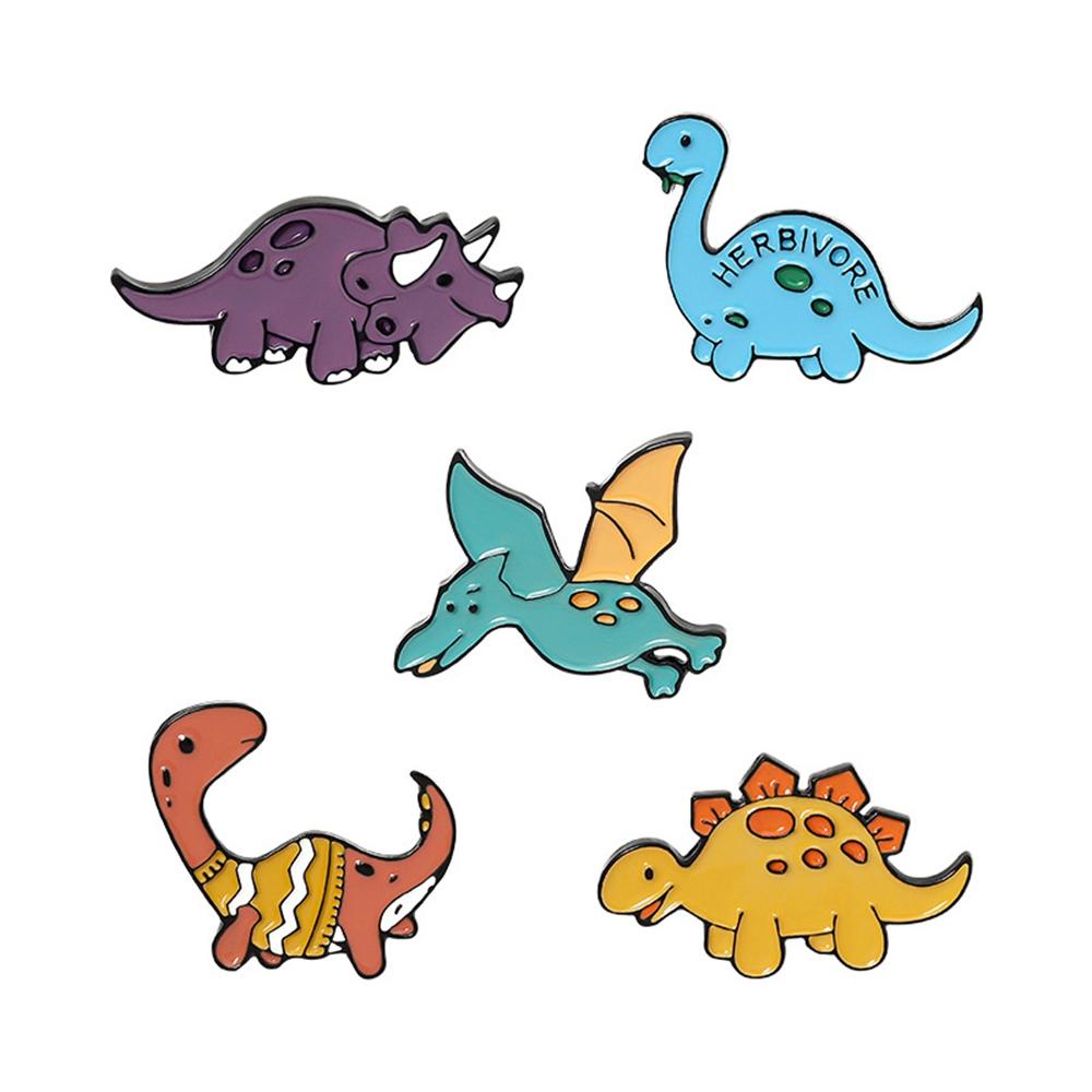 R-bunga Kartun Bros Hewan Lucu Bros Lencana Logam Dinosaurus