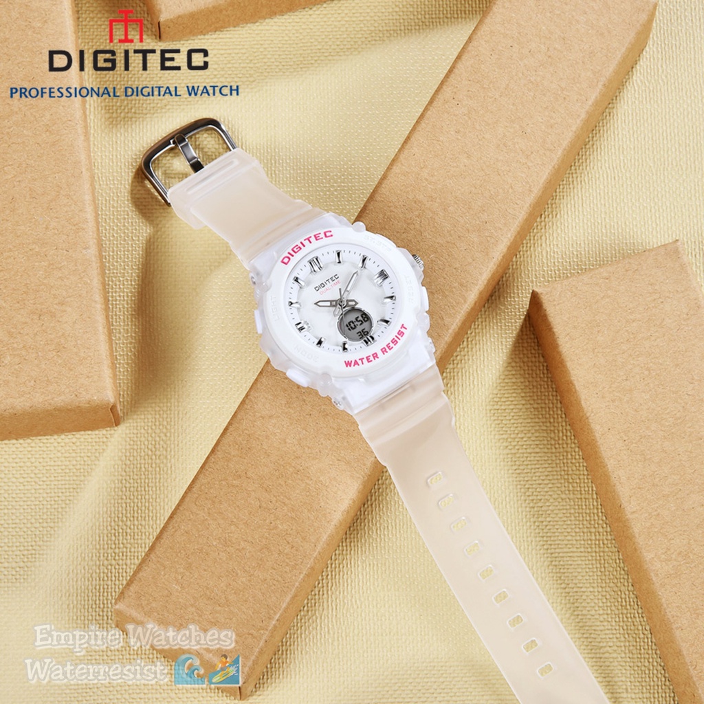 Jam Tangan Digitec DG4110T 4110 Wanita Cewek Digital Analog Strap Rubber Dualtime Kualitas Original Waterproof