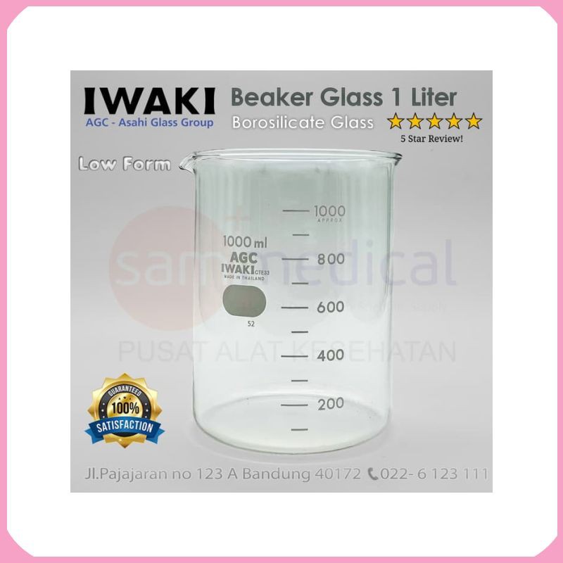 Jual Terbaik Iwaki Pyrex Beaker Glass Low Form Gelas Kimia Gelas Takar 1 Liter Shopee Indonesia 0403