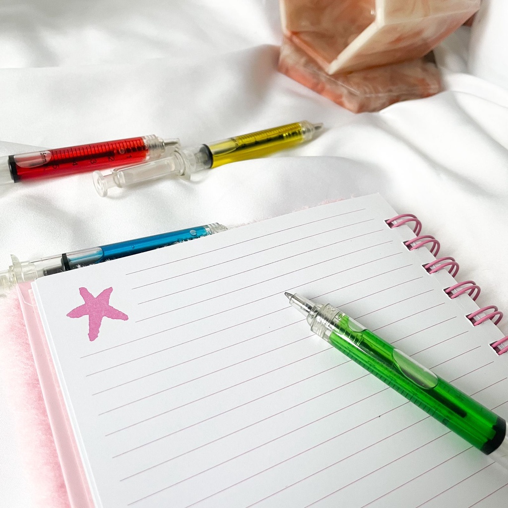Pulpen Cetek Suntik Pena pen gel Cairan warna /BallPoint Suntik Cairan warna Pulpen Unik Kualitas Import READY-2