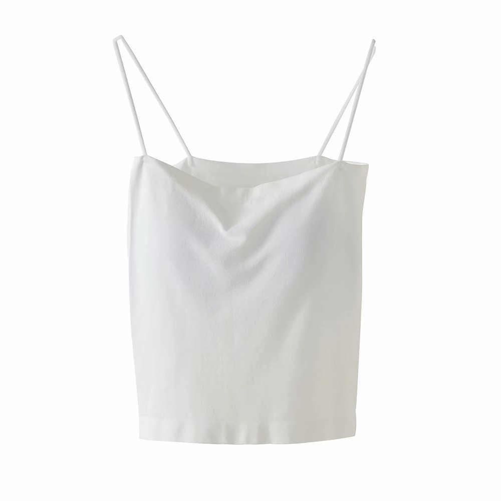 BATAMMODE Tank top Basic Wanita Square spaghetti Crop top-Putih