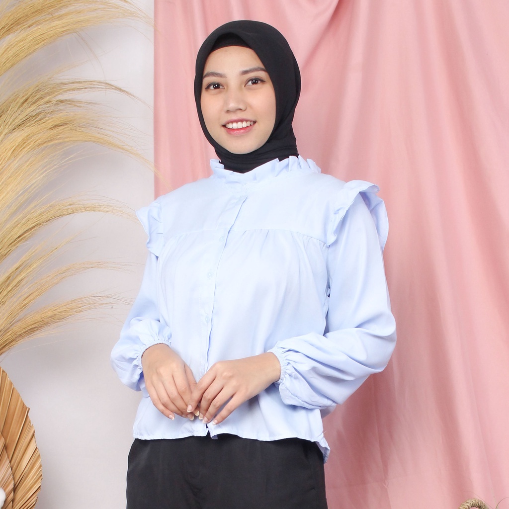 BEFAST - ZRX OOTD Wanita Blouse ITSUMI / Puffy Blouse / Blouse Wanita Lengan Puffy / Atasan Wanita lengan Panjang / Blouse Polos Casual / Blouse Formal / Fashion Wanita Modis / Termurah