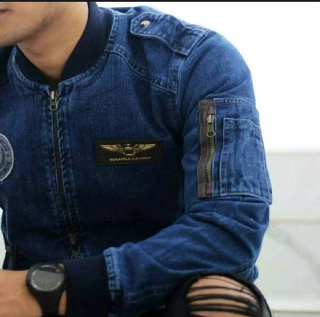 Jaket Jeans Bomber Kapten 01 Terbaru Jaket jeans Distro Jaket Pria Terbaru Jaket denim