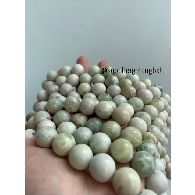 batu green yaspis 14mm natural hijau putih bahan fashion gelang kalung anting strap mask kerajinan tangan craft citayam fashion week etink vintage elegan bali manik crystal perhiasan