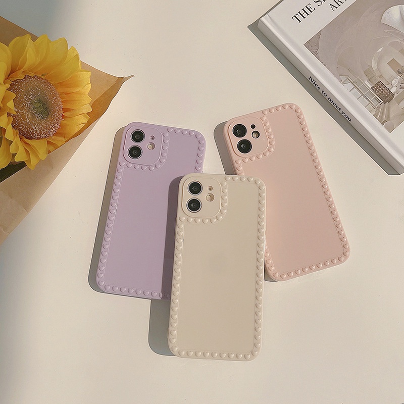 Case Pelindung Motif Hati Ungu Untuk IPhone 7 / 8 SE 2020 7P / 8Plus X XS XR 11 12 13 Pro Max