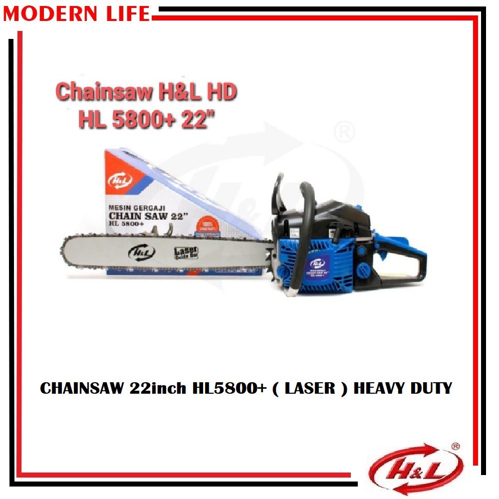 HL 5800+ HD Mesin Potong Kayu / Gergaji Pohon / ChainSaw 22 Inchi 2TAK LASER