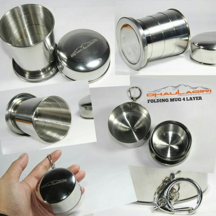 Mug Stainless 150ml Gelas Lipat 3 Layer Folding Camping Dhaulagiri