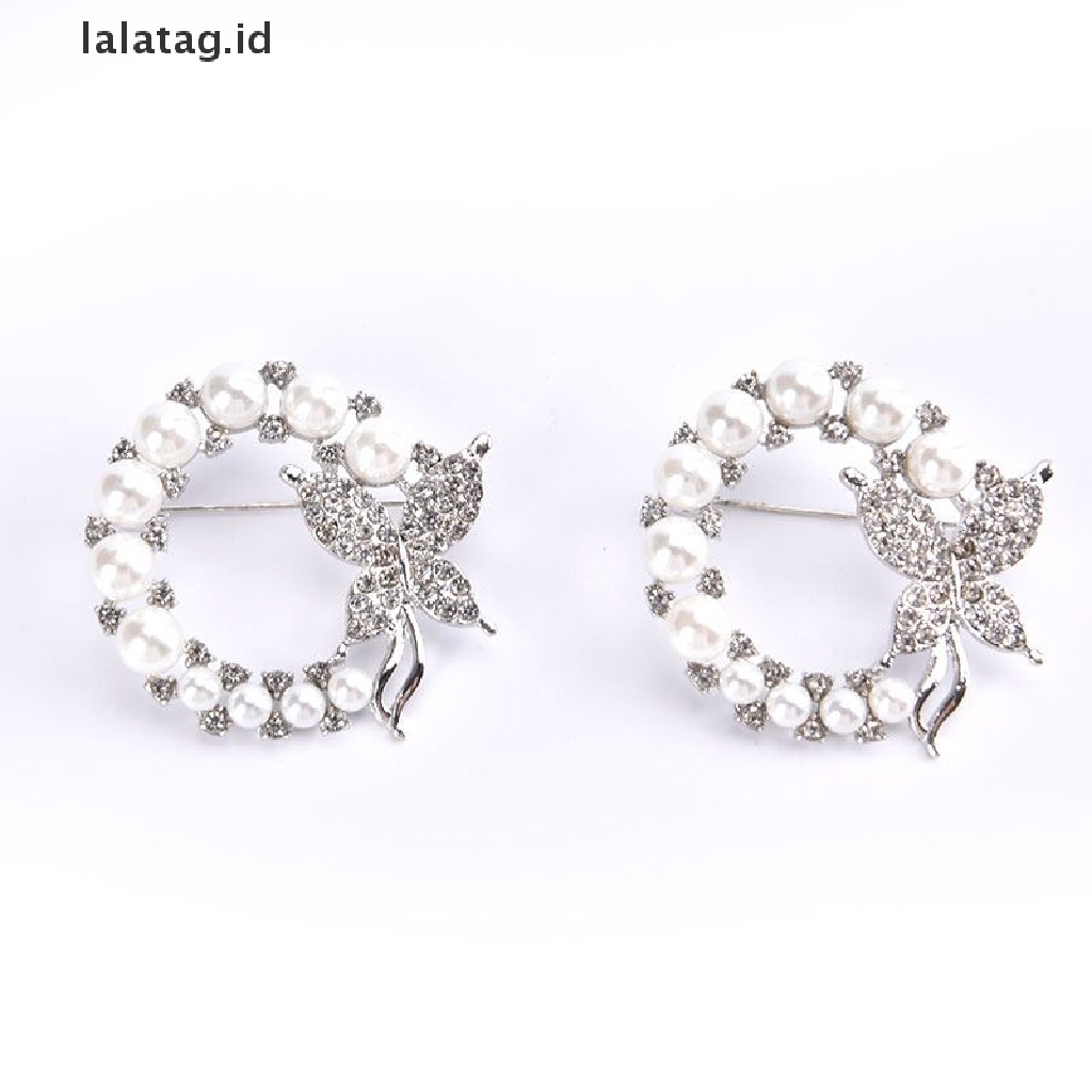 [lalatag] Pearl and Rhinestone Circle Brooches For Baroque Trendy Elegant Butterfly Brooch [ID]