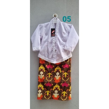 Setelan Kebaya Anak TK/Paud/Kebaya Kartini/kebaya Putih/kebaya Encim/Size S