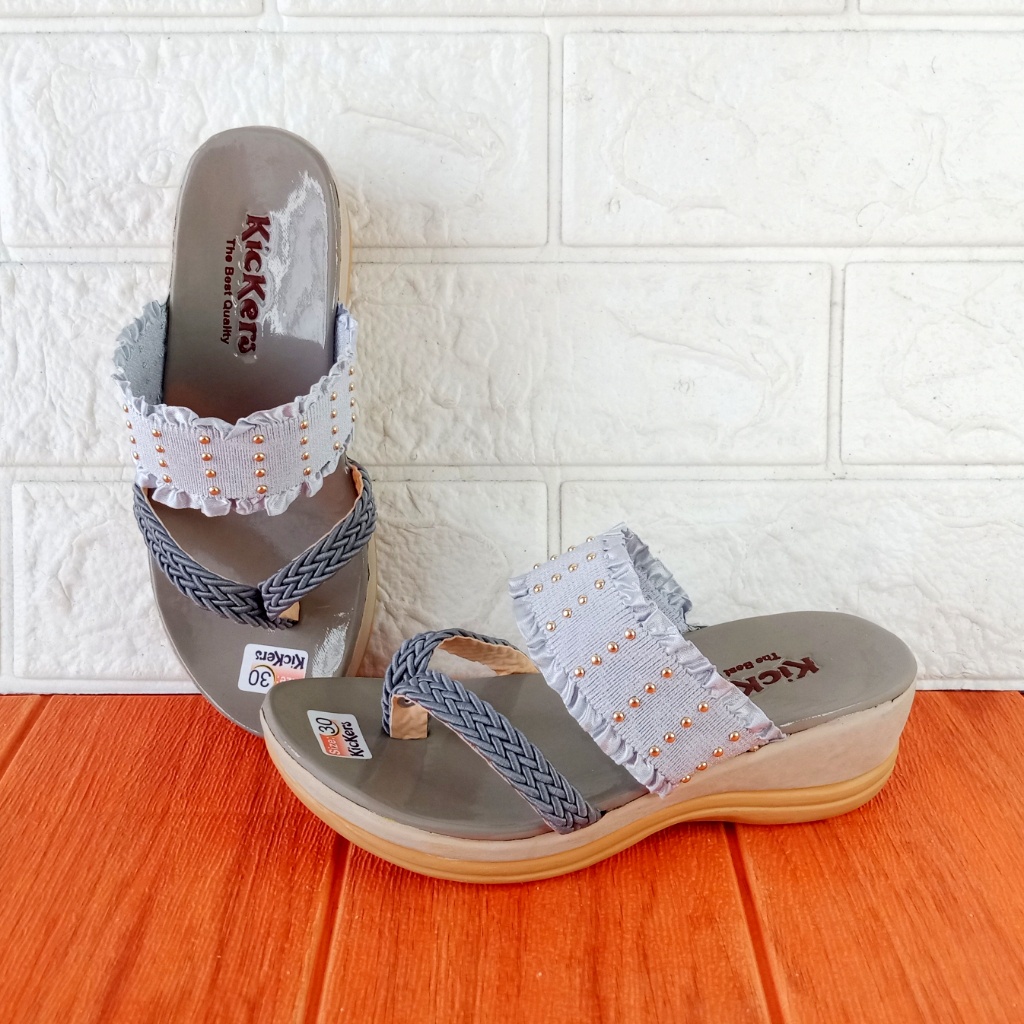 Kickers RF Renda 01 Sandal Anak Perempuan Jepit Wedges Hak 5cm Size 26-35