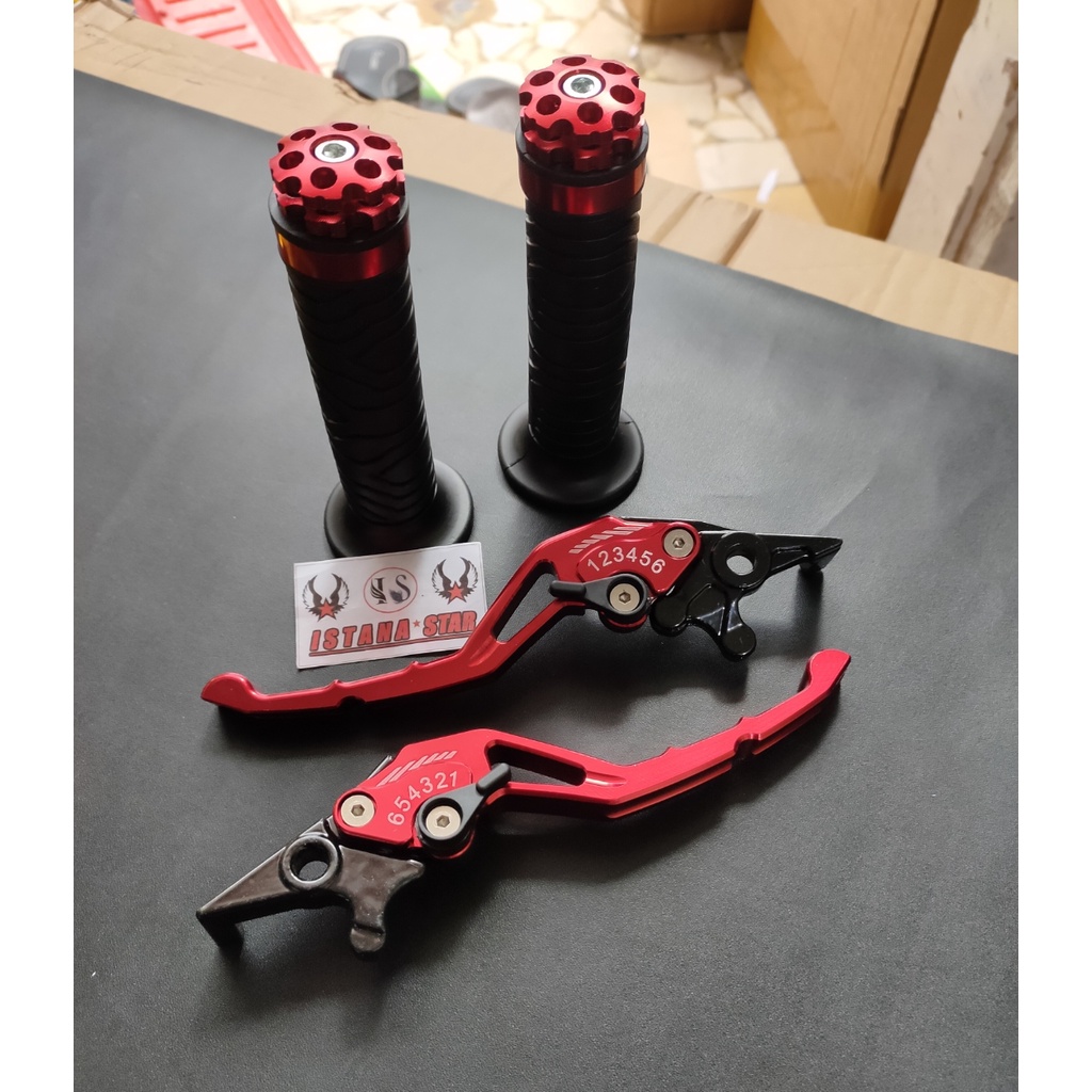 Handle Rem NMax N Max 2015 2016 2017 2018 2019 2020 Yamaha Handle Variasi 1 SET Handle +Grip ring MERAH