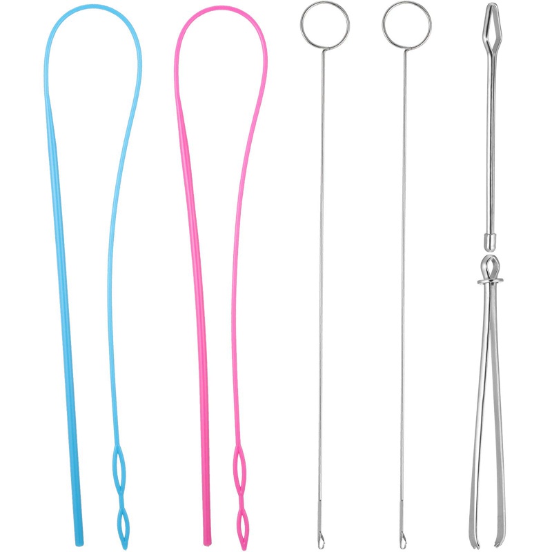 6 Pieces Sewing Loop Kit, Loop Turner Hook Flexible Drawstring Threader Metal Tweezers Long Loop Turner Tool with Latch